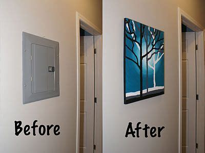 wall art to cover electrical box|how to hide electrical block.